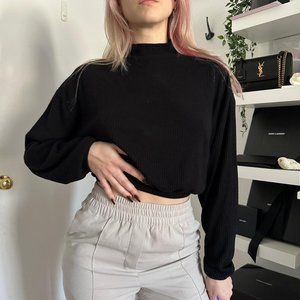 High neck knit ribbed sweater 🖤